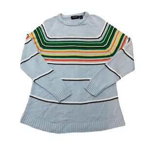 Vintage‎ Southpole Knit Sweater Mens XL Crew Neck Y2K Blue & Multi Stripes